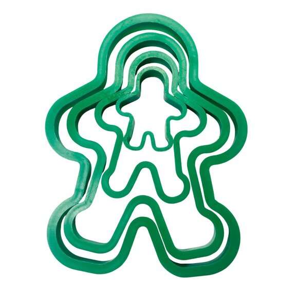 Gingerbread Man Cookie Cutters By Wilton Set Of 4 Green Family Vintage - Picture 2 of 5